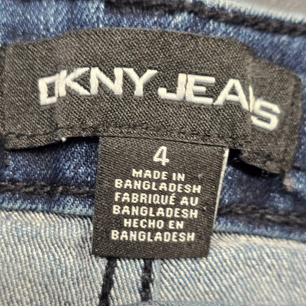 DKNY Blue Jean Shorts Stretch Classic Stonewash Denim Cuffed Rolled Women Size 4 - Picture 3 of 5
